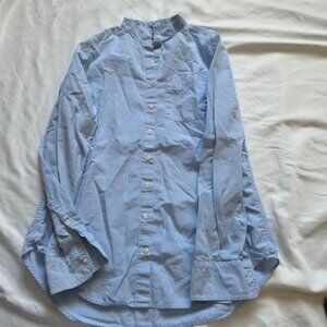 Gap Boyfriend Fit Blue Pinstripe Band Collar Shirt XS